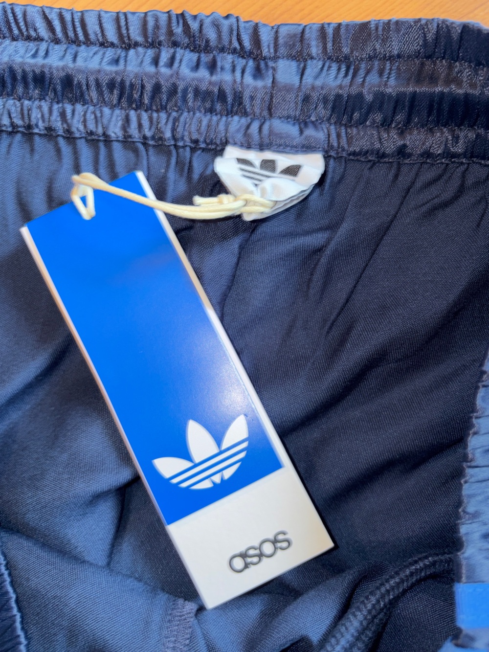 Adidas + ASOS Originals lace trim hem navy satin shorts L NWT - Picture 5 of 7